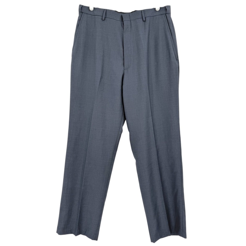 Haggar Men's Classic Fit Flat Front Navy Blue Dress Pants Sz 34X30 Comfort Waist